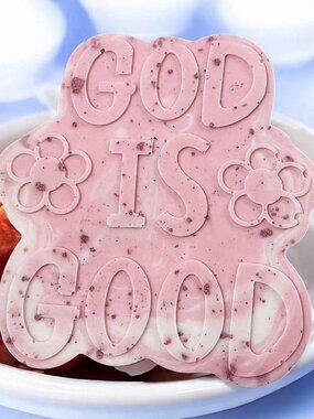 Pineapple mango pink and white soap handmade 5x4in 8oz shea butter based god is